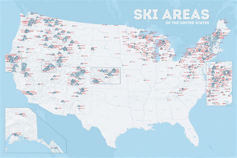 Us Ski Resorts Map X Poster Etsy