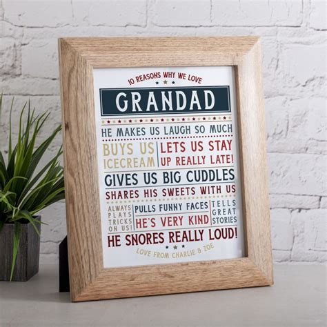 Personalised 10 Reasons We Love Grandad Framed Print The T Experience