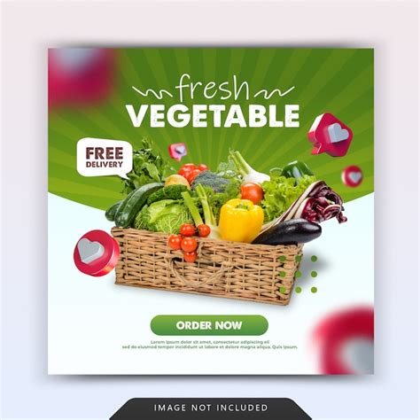 Premium PSD Fresh Grocery Vegetable Delivery Social Media Post