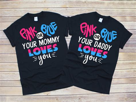 Parents Gender Reveal T Shirts Mommy Gender Reveal And Daddy Etsy