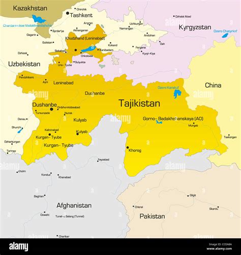 Vector Color Map Of Tajikistan Country Stock Photo Alamy