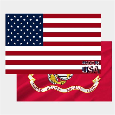 3x5 Us American Flag With Marine Corps Flag For Outside