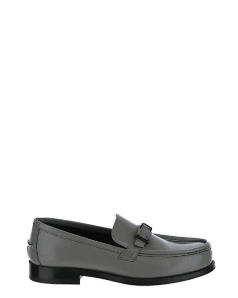 Sergio Rossi Leather Grey Loafers In Gray Lyst
