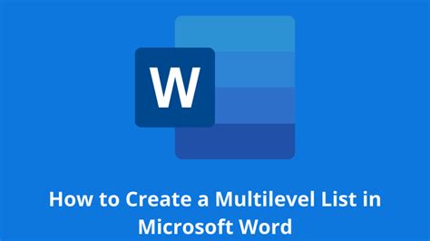 How To Create A Multilevel List In Microsoft Word