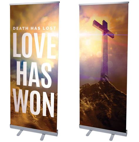Love Has Won Pair Banner Outreach Church Banners Banner Vivid Colors