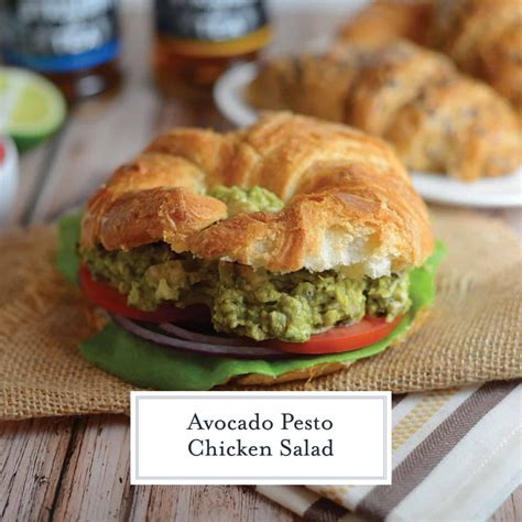 Pesto Avocado Chicken Salad Healthy Chicken Salad Sandwiches