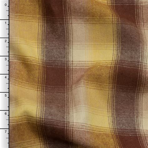 Cali Fabrics Brown Yellow And Ivory Plaid Flannel
