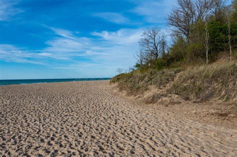 Beachfront Along Lake Michigan In Indiana Dunes State Park Stock Photo