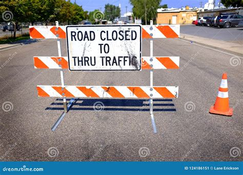 Road Closed Sign For Construction Safety Warning Stock Image Image Of