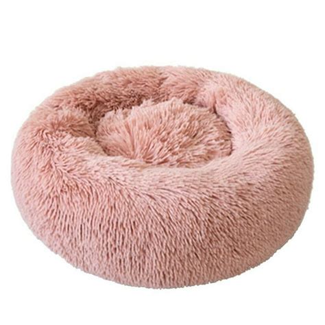 Round Plush Pet Bed For Dogs And Catsfluffy Soft Warm Calming Bed