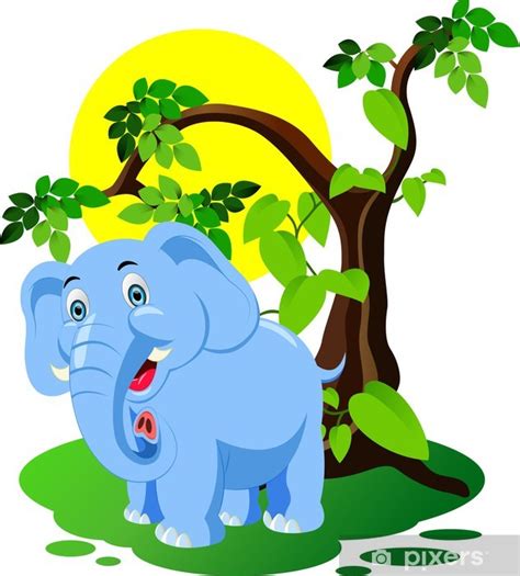 Vinilo Pixerstick Dibujos Animados De Elefantes Pixerses