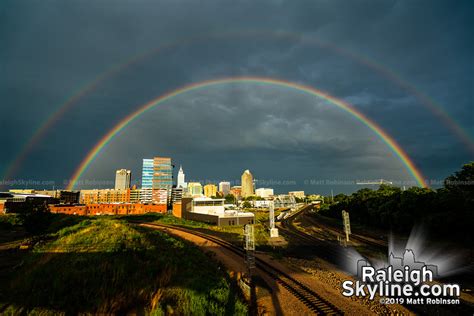Full Rainbow Over Downtown Raleigh On June 20 2019 From Boylan Avenue