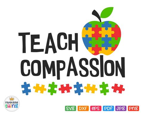 Teach Compassion Svg Autism Teacher Svg Puzzle Apple Svg Shirt Etsy