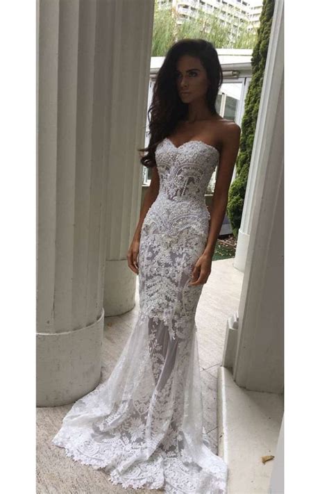 Lace Wedding Dress Mermaid Wedding Dress See Through Wedding Dresswd013
