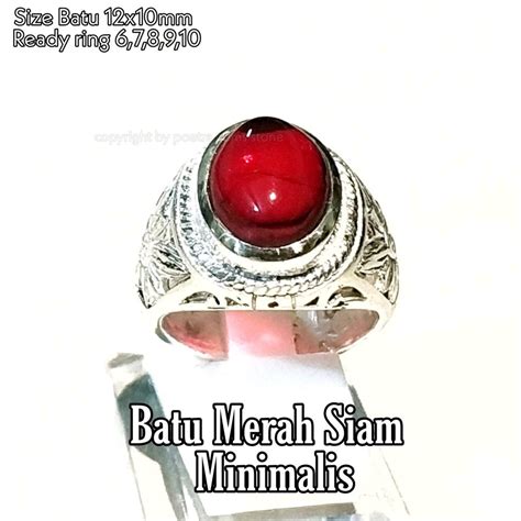 Jual Cincin Batu Akik Merah Siam Minimalis Shopee Indonesia
