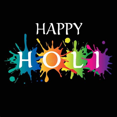 Happy Holi Colorful Graphic On Black Background Stock Vector