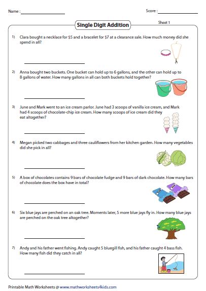 1st Grade Addition Word Problems Addition Word Problems Sums To 20 Hw