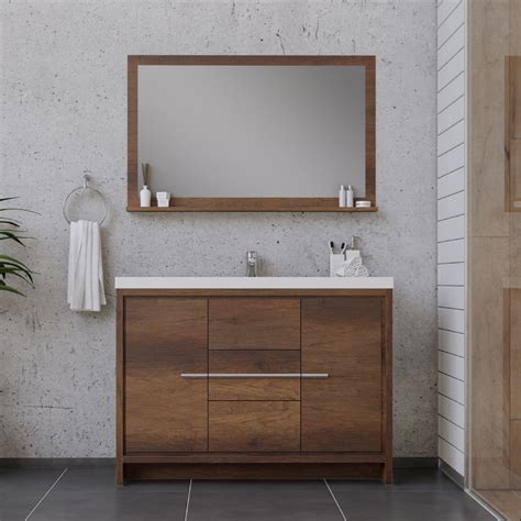 Alya Bath Sortino 48 Inch Modern Bathroom Vanity Rosewood