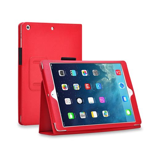 Ipad Mini Case Red Slim Fit Synthetic Leather Folio Case Stand With