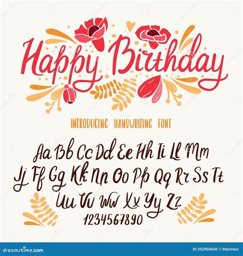Happy Birthday Font Typography Alphabet With Colorful Romantic