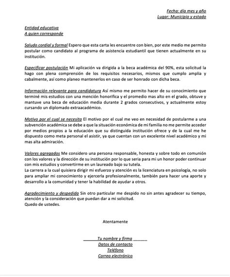 Carta De Beca 【 Ejemplos Y Formatos 】word Pdf 2022
