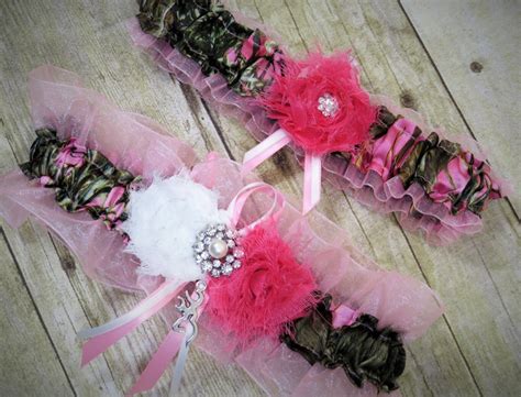 Pink Camo Garter Set Bridal Garter Wedding Garter Coral Etsy