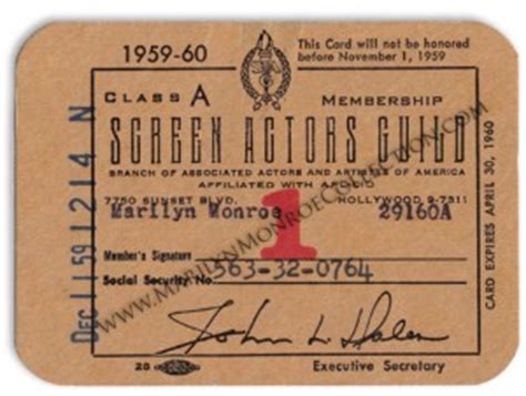 Maybe you would like to learn more about one of these? Marilyn Monroe's Personal Screen Actors Guild Membership Card