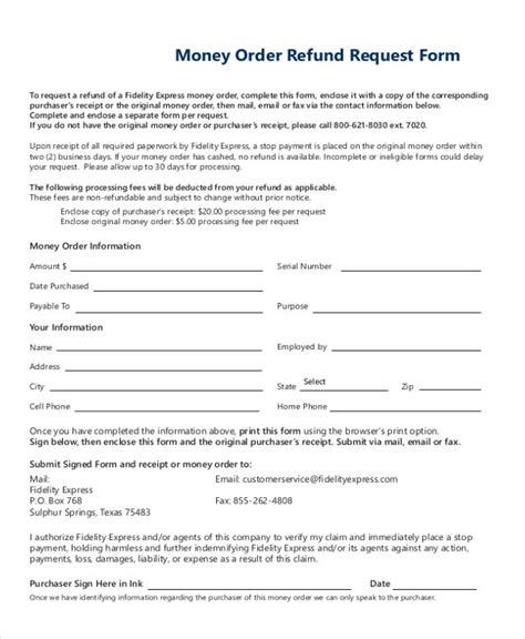 8+ Money Order Forms - Free Samples, Examples Format Download | Free & Premium Templates