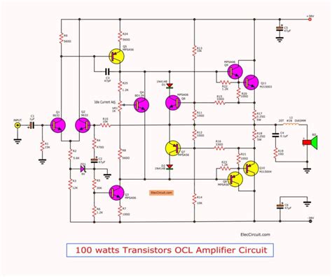 100 Watts Otl Amplifier Circuit Using Transistor Eleccircuit