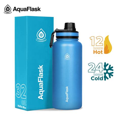 Aquaflask 32oz 40oz 64oz Wide Mouth W Cap Lid Vacuum Insulated Drinking Water Bottle