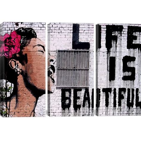 Life Is Beautiful By Banksy Canvas Print Banksy Art Beautiful