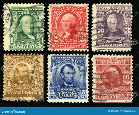 Vintage Us Postage Stamps 1902 Editorial Photography Image Of Freedom