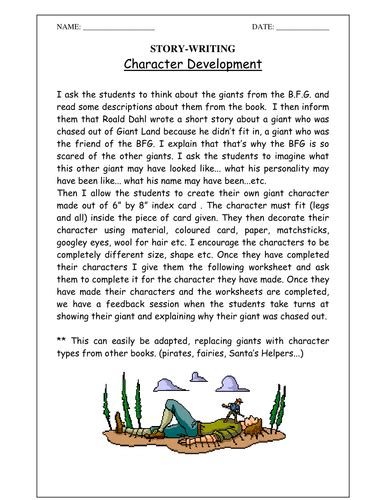 Creative Writing Character Development Teaching Resources