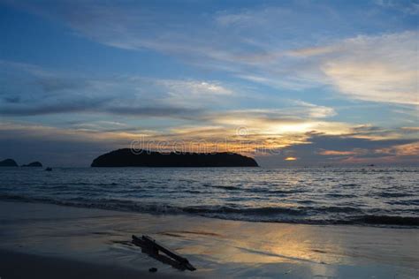 Beautiful Serene Sunset Landscape In Langkawi Malaysia With A Tree