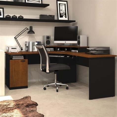 bestar hampton wood home office corner tuscany brown