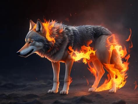 Premium Ai Image A Wolf With Flames On Its Back Ai Generated