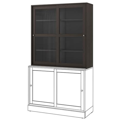 Most of the trade name. HAVSTA dark brown, Glass-door cabinet, 121x35x123 cm - IKEA