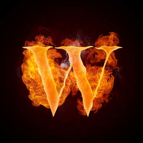 Fire Swirl Letter W Isolated On Black Background Stock Image Colourbox