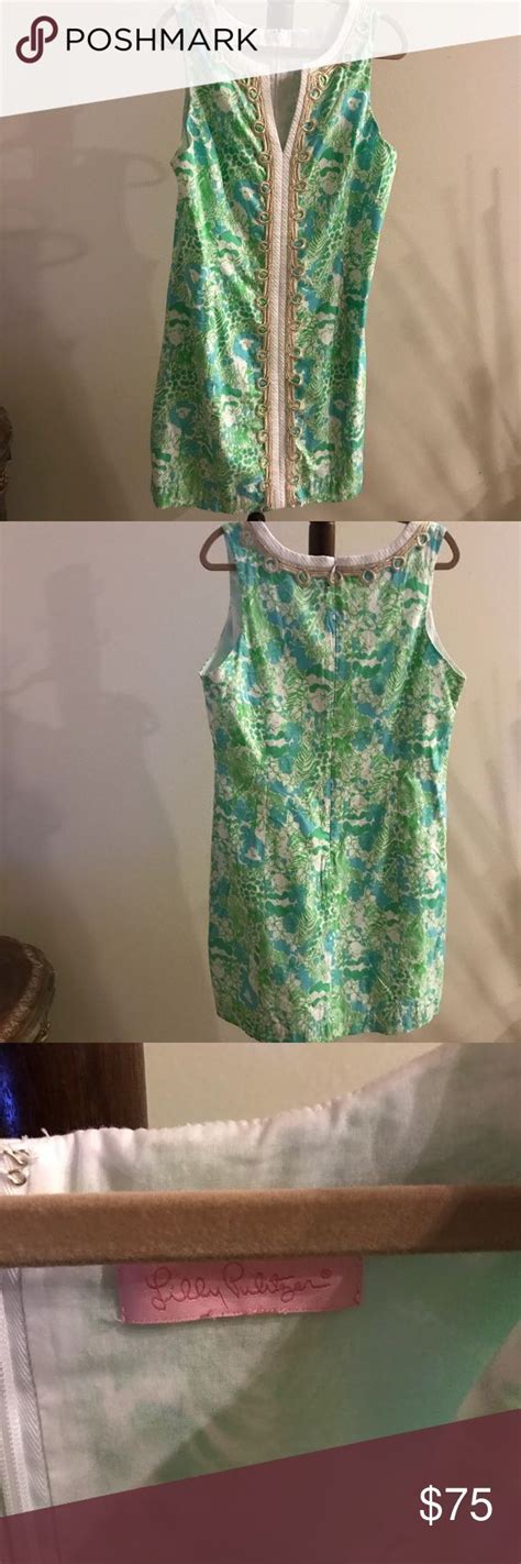 Lilly Pulitzer Gold Trimmed Dress Size 12 Lilly Pulitzer Dresses