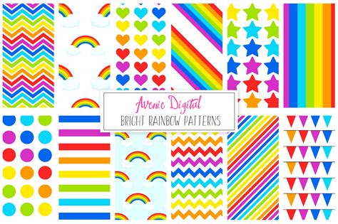 Rainbow Patterns Digital Paper Rainbow Pattern Digital Paper
