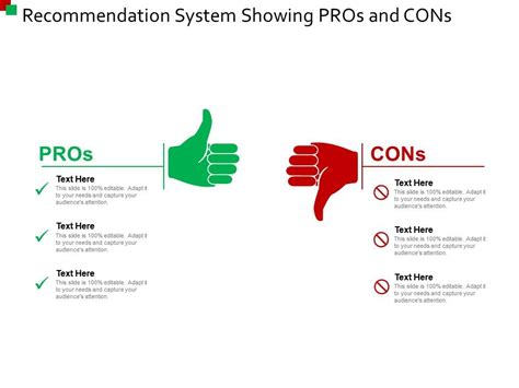 Recommendation System Showing Pros And Cons Powerpoint Presentation
