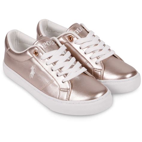 Polo Ralph Lauren Girls Rose Gold Lace Up Sneakers — Bambinifashioncom