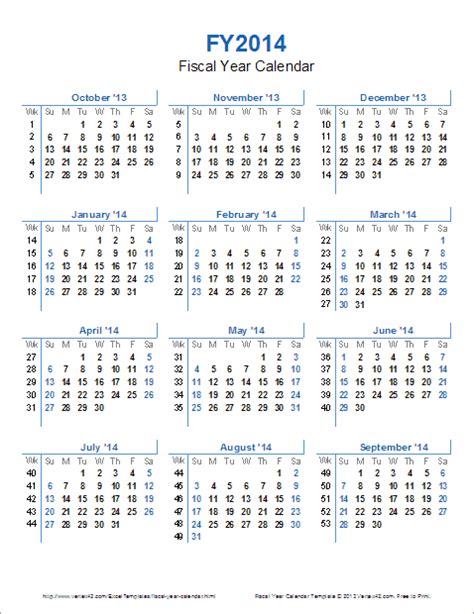 Fiscal Year Calendar Template For 2014 And Beyond