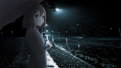 Wallpaper Anime Rain Umbrella Hirasawa Yui Night K On 1920x1080