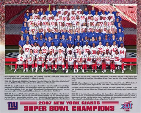 2007 New York Giants Nfl Super Bowl Champions 8x10 Team Photo Ebay