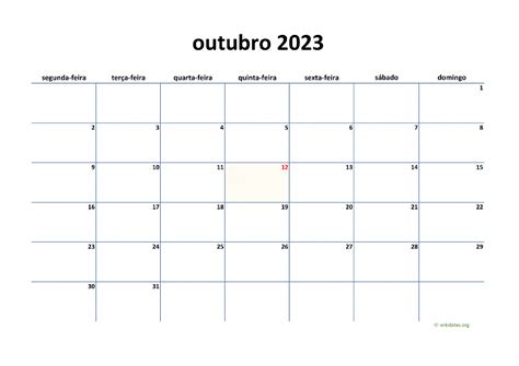 Calendário Mes Outubro 2023