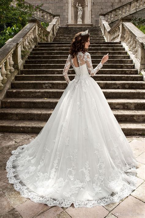 2017 New Queen Vestios De Novia A Line Wedding Dresses Sheer Long