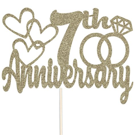 Happy 7th Anniversary Glitter Cake Topper Wedding Party Etsy