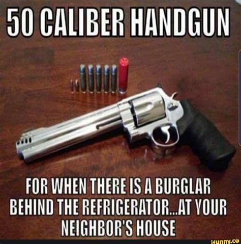 50 Caliber Handgun For When There Is A Burglar Behind The Refrigeratorat Vour Neighbors