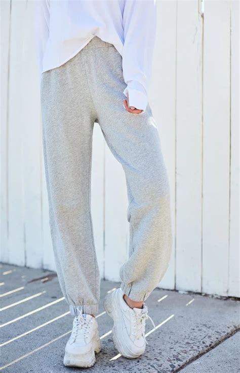 John Galt Light Gray Joggers Jogger Pants Outfit Women Gray